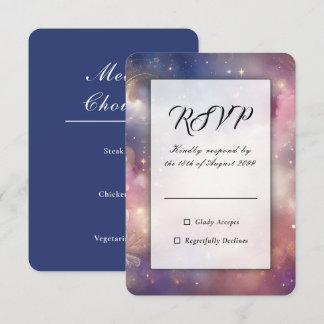 Shimmering Celestial Stardust Skies Meal Choice RSVP Card