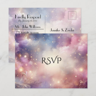 Shimmering Celestial Stardust Skies RSVP Postcard