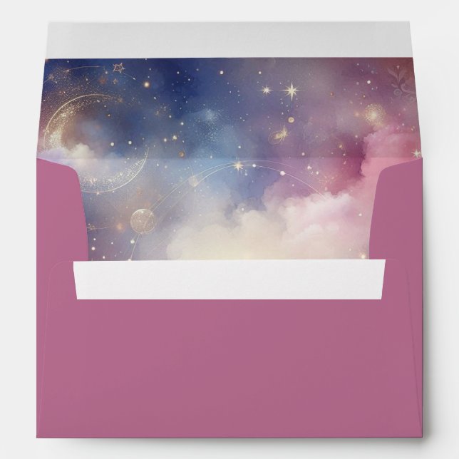 Shimmering Celestial Stardust Skies Wedding Envelope (Back (Bottom))
