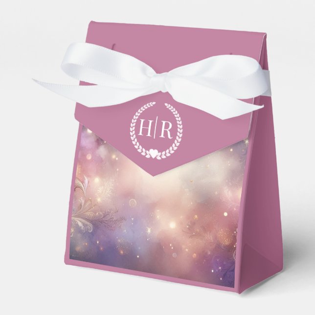 Shimmering Celestial Stardust Skies Wedding Favour Box (Front Side)