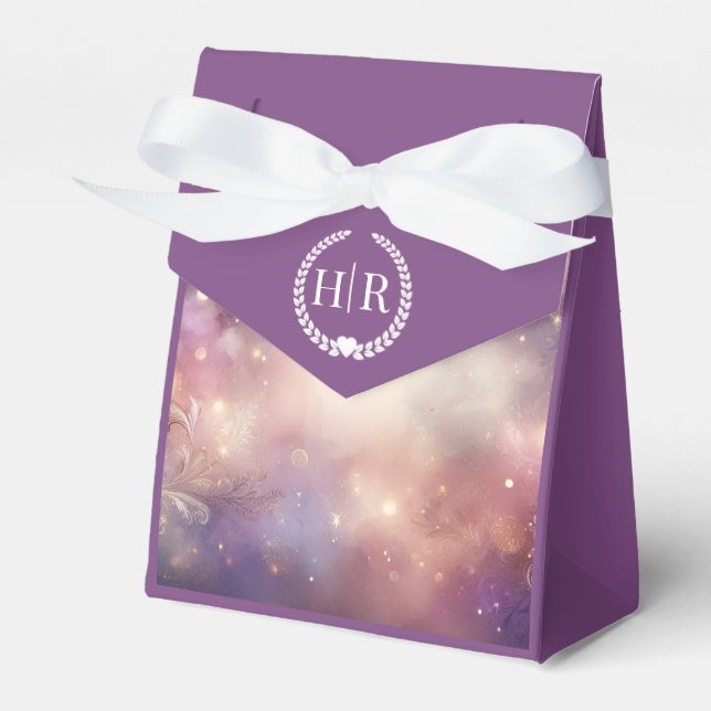 Shimmering Celestial Stardust Skies Wedding Favour Box (Front Side)