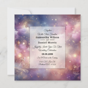 Shimmering Celestial Stardust Skies Wedding Invitation