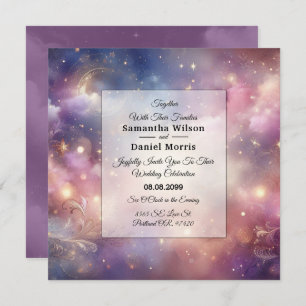 Shimmering Celestial Stardust Skies Wedding Invitation