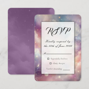 Shimmering Celestial Stardust Skies Wedding RSVP Card