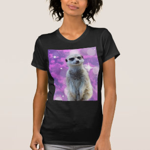 Shimmering Charm: Meerkat on Pink Bokeh Background T-Shirt