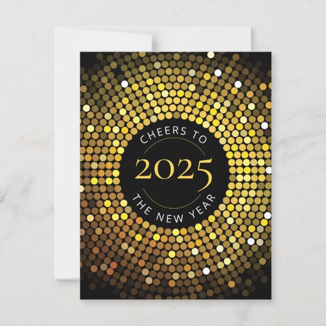 Shimmering Circle Lights New Year's Eve Holiday Card (Front)
