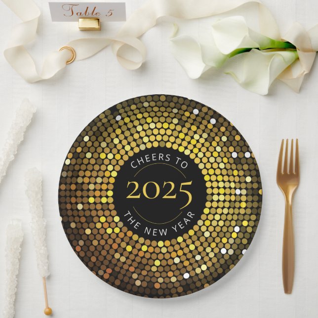 Shimmering Circle Lights New Year's Eve Paper Plate (Wedding)