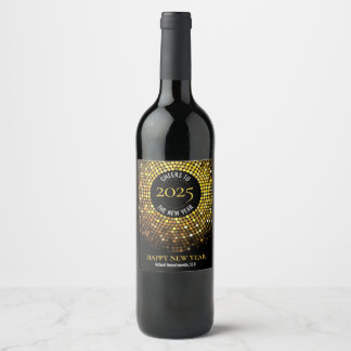 Shimmering Circle Lights New Year's Eve Wine Label