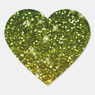 Shimmering Dark Green Gold Glitters Heart Sticker
