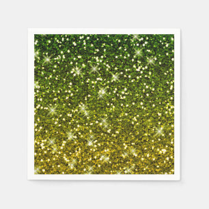 Shimmering Dark Green Gold Glitters Napkin