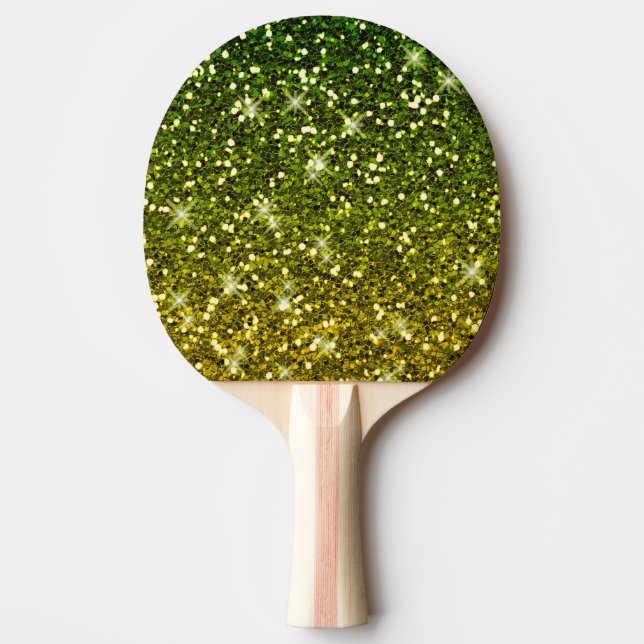 Shimmering Dark Green Gold Glitters Ping Pong Paddle (Front)