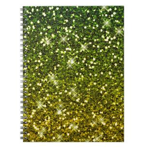 Shimmering Dark Green Gold Glitters Spiral Notebook