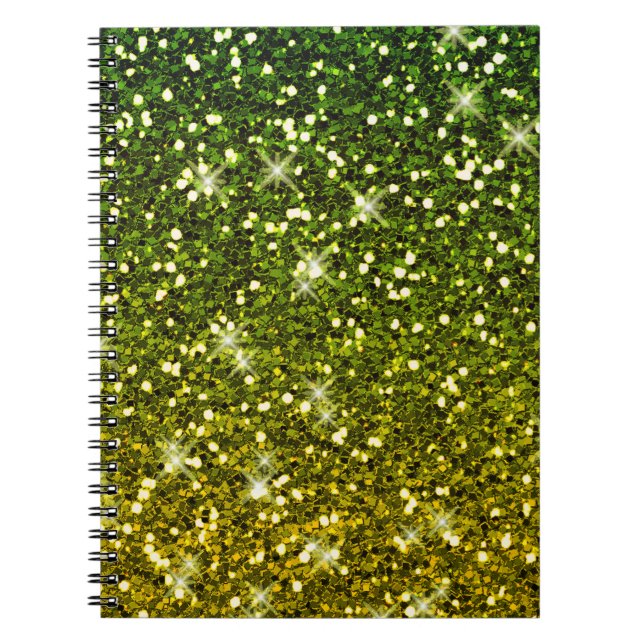 Shimmering Dark Green Gold Glitters Spiral Notebook (Front)