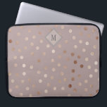 Shimmering Dots Pattern with Your Monogram Laptop Sleeve<br><div class="desc">Stylish and chic,  this design features a lovely mauve pastel purple background covered in a shimmering dots pattern. A small square frame in matching tones surrounds the monogram that you can personalise with your own desired initial.</div>