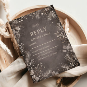 Shimmering Evergreens Framing Frosted RSVP Card