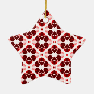 Shimmering Glam Christmas Star Ornament, Dark Red Ceramic Tree Decoration