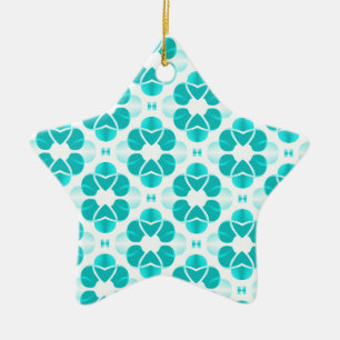 Shimmering Glam Star Ornament, Teal Ceramic Tree Decoration