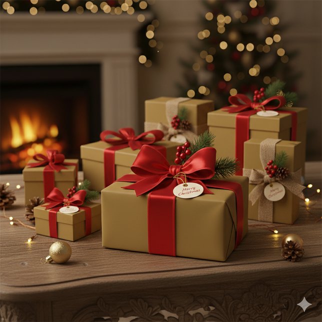 Shimmering Gold Christmas Celebration Gift Paper (Shimmering Gold Christmas Celebration Gift Paper)