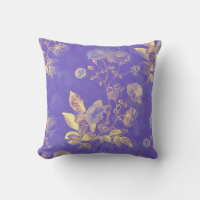 Shimmering Gold Leaves and Lilac Flowers 