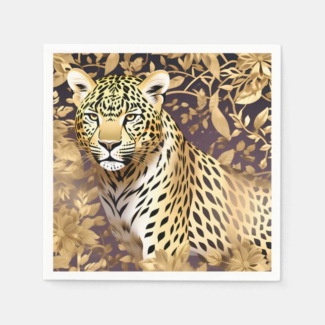 Shimmering Gold Leopard Napkin (Front)