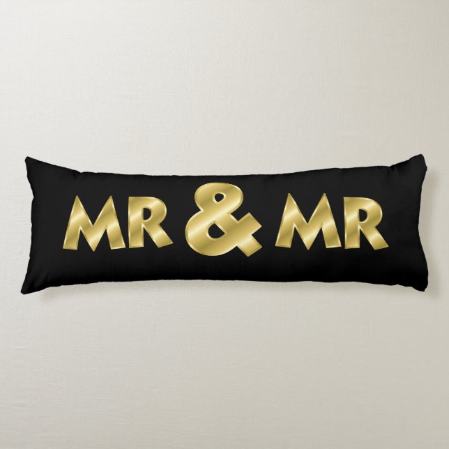 Shimmering Gold Mr & Mr Black Body Cushion (Front)