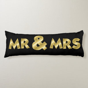 Shimmering Gold Mr & Mrs Black Body Cushion