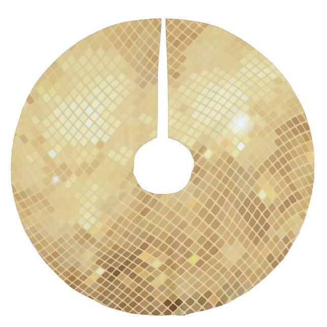 Shimmering Gold Waves: Mosaic Texture Brushed Polyester Tree Skirt (Front)