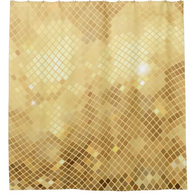 Shimmering Gold Waves: Mosaic Texture Shower Curtain (Front)