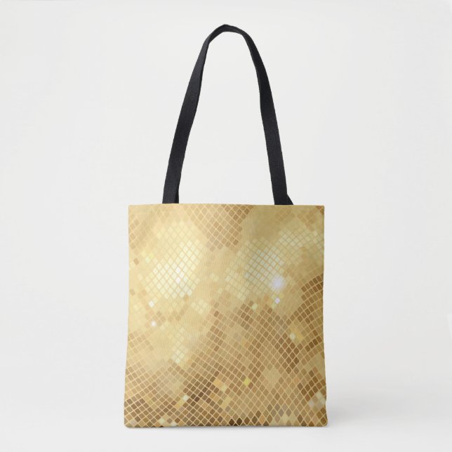 Shimmering Gold Waves: Mosaic Texture Tote Bag (Front)