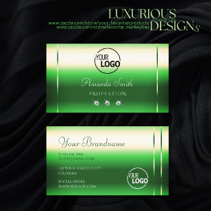 Shimmering Grass Green Sparkle Diamonds add Logo Business Card