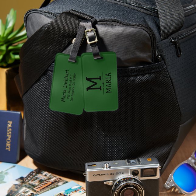 Shimmering green abstract background luggage tag (Front & Back)