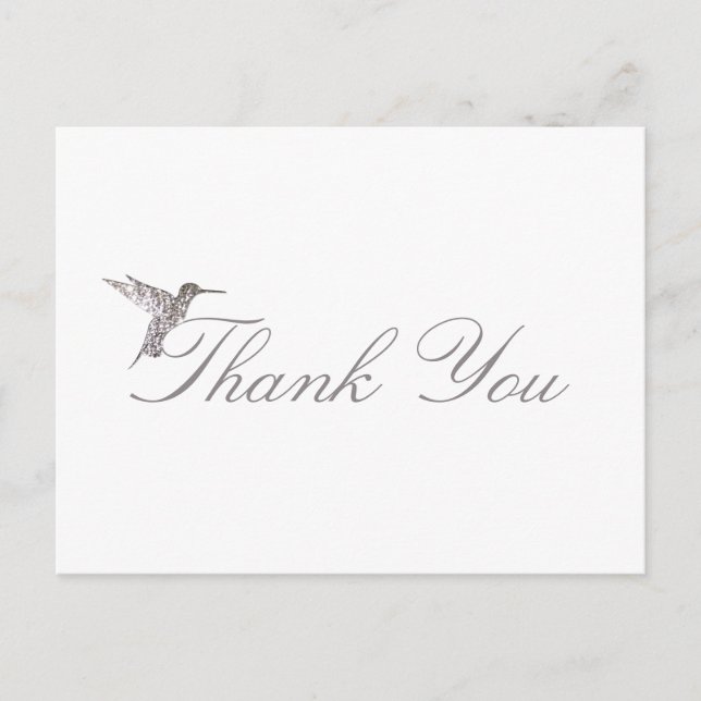 Shimmering Hummingbird Thank You White Postcard (Front)