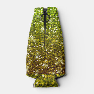Shimmering Light Green Gold Glitters Bottle Cooler