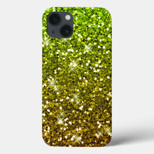 Shimmering Light Green Gold Glitters iPhone 13 Case