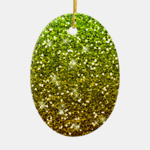 Shimmering Light Green Gold Glitters Ceramic Tree Decoration