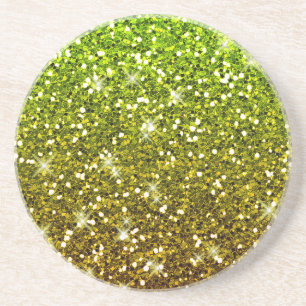 Shimmering Light Green Gold Glitters Coaster
