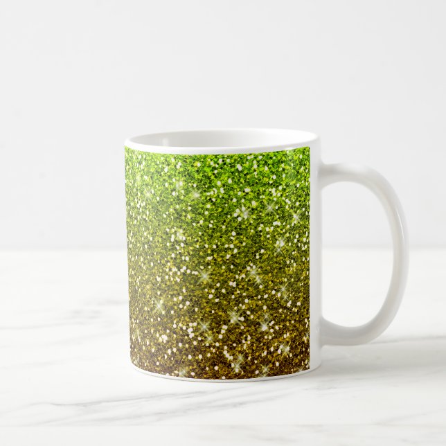 Shimmering Light Green Gold Glitters Coffee Mug (Right)