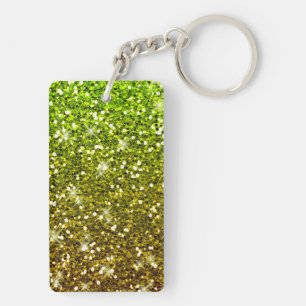 Shimmering Light Green Gold Glitters Key Ring