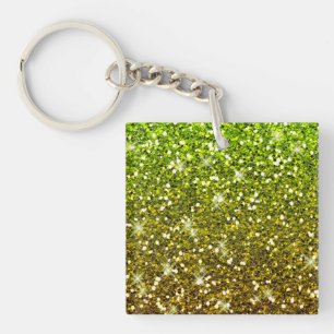 Shimmering Light Green Gold Glitters Key Ring