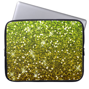 Shimmering Light Green Gold Glitters Laptop Sleeve