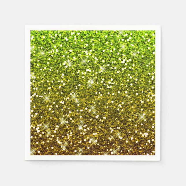 Shimmering Light Green Gold Glitters Napkin (Front)