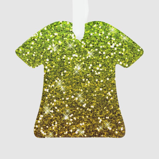 Shimmering Light Green Gold Glitters Ornament (Front)
