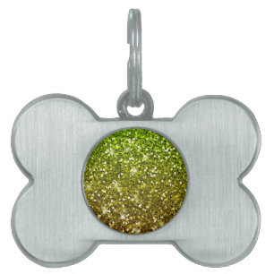 Shimmering Light Green Gold Glitters Pet ID Tag
