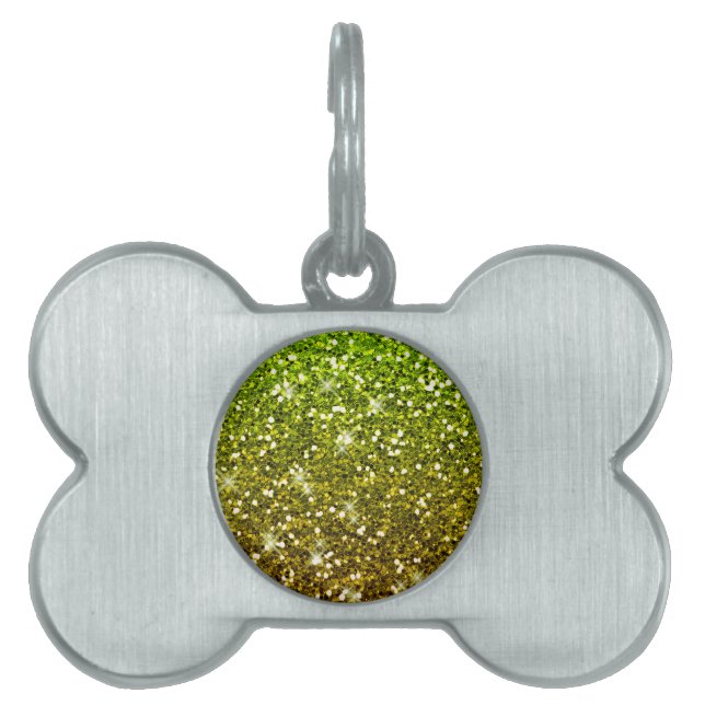 Shimmering Light Green Gold Glitters Pet ID Tag (Front)