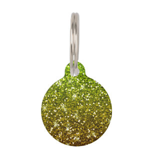 Shimmering Light Green Gold Glitters Pet Tag