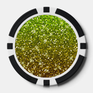 Shimmering Light Green Gold Glitters Poker Chips