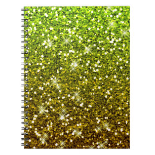 Shimmering Light Green Gold Glitters Spiral Notebook