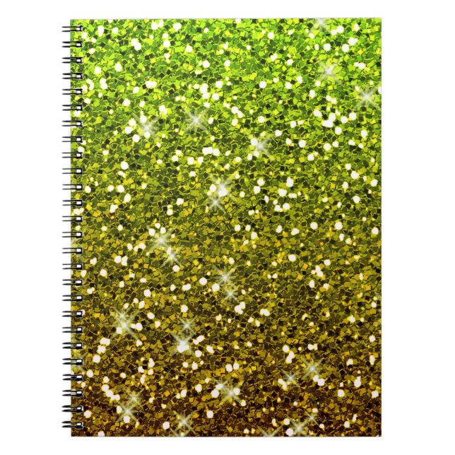 Shimmering Light Green Gold Glitters Spiral Notebook (Front)
