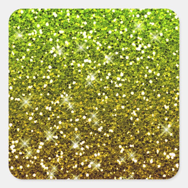 Shimmering Light Green Gold Glitters Square Sticker (Front)