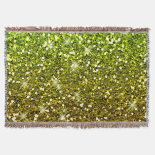 Shimmering Light Green Gold Glitters Throw Blanket